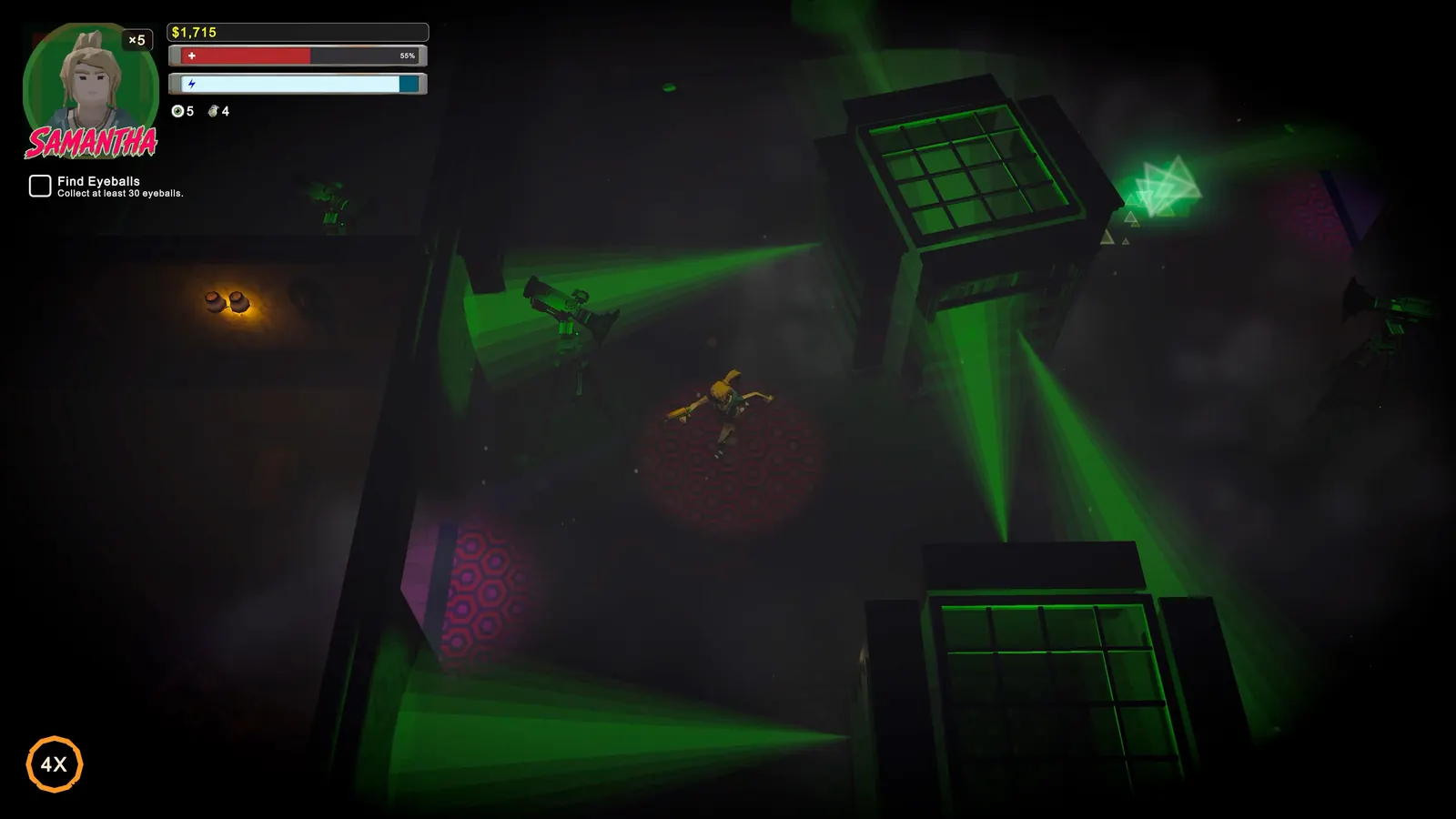 Local co-op gameplay with both player status panels visible.