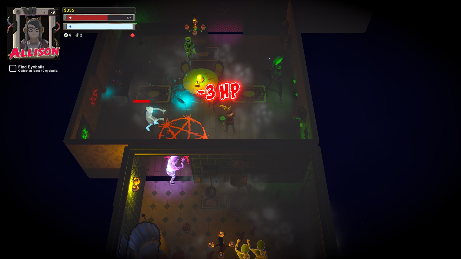 Haunted House Hellshift gameplay showing a séance